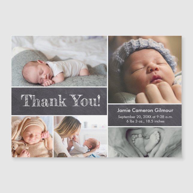 Chalkboard Modern Photos Baby Shower Thank you (Front)