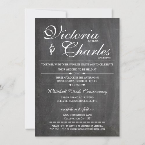 Chalkboard Modern Vintage Typography Invitations