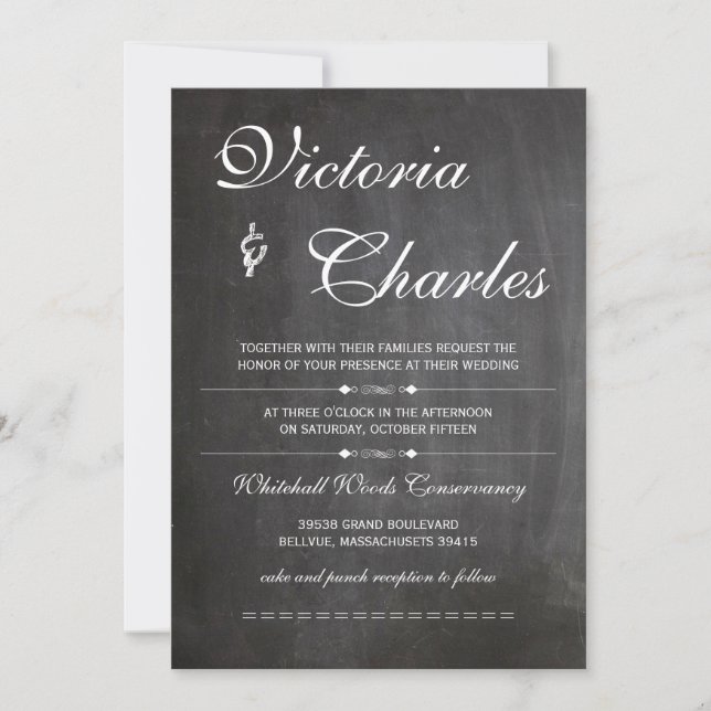 Chalkboard Modern Vintage Typography Invite (Front)