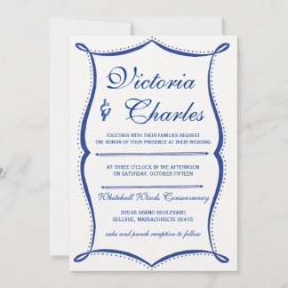 Chalkboard Modern Vintage Typography Royal Blue Invitation