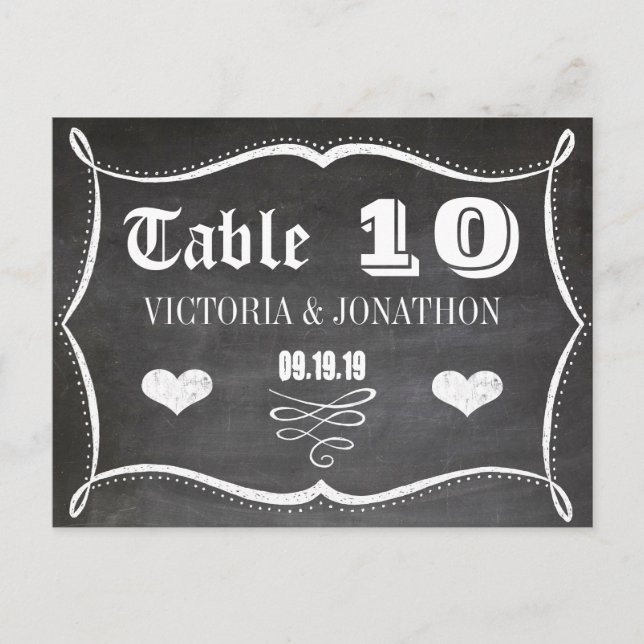 Chalkboard Modern Vintage Typography Table Number (Front)