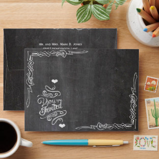 Chalkboard Modern Vintage Wedding Envelopes