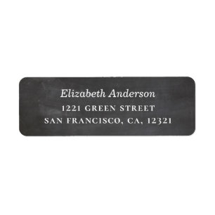 Chalkboard modern wedding. Gray simple address Label