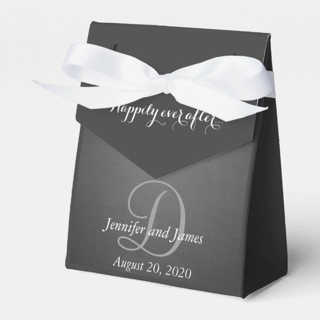Chalkboard Monogram Happily Ever After 2 Favor Boxes (Front Side)