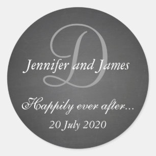 Chalkboard Monogram Stickers for Wedding Favors