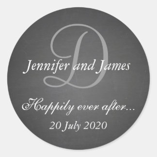 Chalkboard Monogram Stickers for Wedding Favors