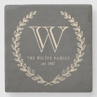 Chalkboard Monogram Stone Coaster