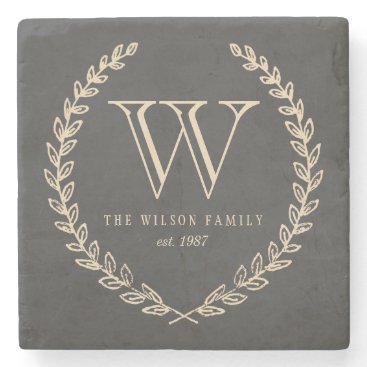 Chalkboard Monogram Stone Coaster