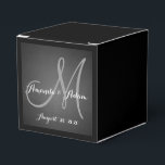 Chalkboard Monogram Wedding Favor Box<br><div class="desc">Personalized Black and White and Gray Monogram Wedding Favor Box on a printed black chalkboard photo effect. Design by Elke Clarke ©. Available at www/zazzle.com/monogramgallery*. Elegant script fonts. Customize with your bride and groom names,  wedding date and wedding colors.</div>