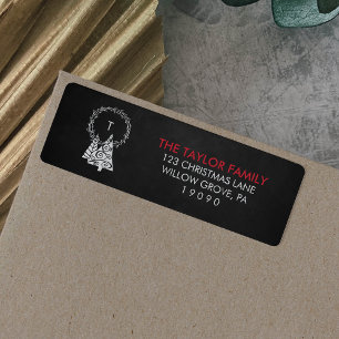 Chalkboard Monogram Wreath Christmas Label