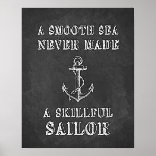 Chalkboard motivational quote Sailor poster