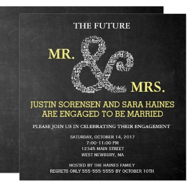 Chalkboard Mr And Mrs Engagement Party Invitation Chalkboard Mr And Mrs Engagement Party Invitation