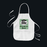 Chalkboard Mr ChevronYellow and green Kids' Apron<br><div class="desc">Ring Bearer Chalkboard Mr Your Name Here Retro Chevron Zig Zag Pattern Ring Bearer Apron for helping at the parties such as rehearsal dinner bbq,  engagement party barbeque,  couple's shower barbecue,  or order in adult size for the groomsmen and best man.</div>