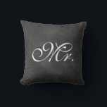 Chalkboard Mr. Pillow<br><div class="desc">Fancy type on an illustrated chalkboard background accents this cushion for the sweetheart table, sofa or bed. The coordinating Mrs. cushion is also available. If you would like to change the type color: click on the "customize it" button, click the line of type to change on the right side, click...</div>
