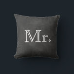 Chalkboard Mr. Pillow<br><div class="desc">Cute cushion for the newlywed,  on an illustrated chalkboard background. Complementary Mrs. Pillow also available.</div>