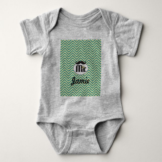 Chalkboard Mr Yellow and green Baby Bodysuit (Front)