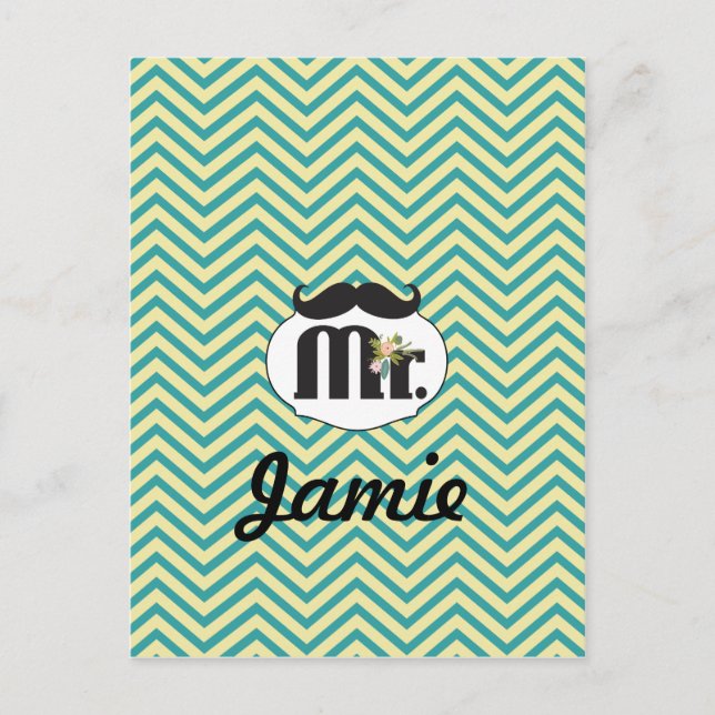 Chalkboard Mr Yellow and green Postcard (Front)