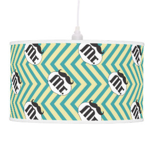 Chalkboard Mr. Yellow and Green Zigzag Chevron Hanging Lamp