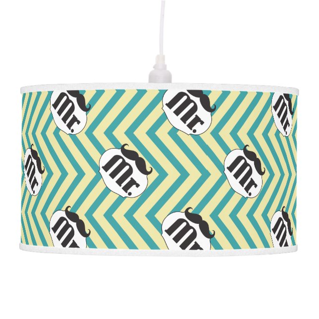 Chalkboard Mr. Yellow and Green Zigzag Chevron Hanging Lamp (Front)