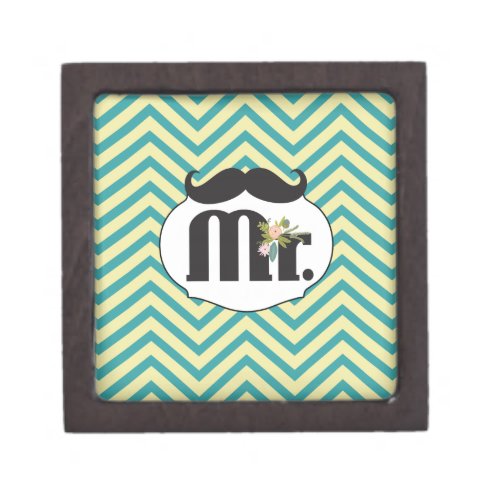 Chalkboard Mr Yellow and Green Zigzag Chevron Keepsake Box