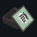 Chalkboard Mr. Yellow and Green Zigzag Chevron Keepsake Box<br><div class="desc">Chalkboard Mr Yellow and Turquoise Wedding</div>