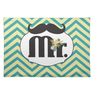 Chalkboard Mr. Yellow and Green Zigzag Chevron Placemat
