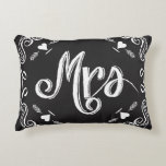 Chalkboard Mrs.2nd Wedding Anniversary Accent Pillow<br><div class="desc">Black and White Bistro Style Aesthetic Chalkboard Texture Mrs. Sweetheart Wedding Anniversary Pillow or Bride's Chair at Reception or 1st Christmas Gift, The 2nd Wedding Anniversary is the Cotton Anniversary. Cotton symbolizes the Natural Growth of all the adaptability, versatility and purity (when nurtured just like plants) takes place in that...</div>