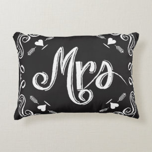 Chalkboard Mrs.2nd Wedding Anniversary Accent Pillow