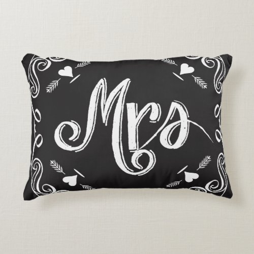 Chalkboard Mrs2nd Wedding Anniversary Accent Pillow