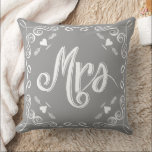 Chalkboard Mrs Brides Pillow Any Color<br><div class="desc">Chalkboard Vintage Modern Mr. and Mrs. Chalkboard Wedding Invitations Sweet and sassy chalkboard weddings. Chalkboard Vintage Modern Mr. and Mrs. Chalkboard Wedding Pillows.You can Personalize this Beautiful Elegant Vintage Elements Coral, Blue, Gray and White Vintage Bird Pillow to say anything you like or use the existing Mrs.for the Bride/ Wife...</div>