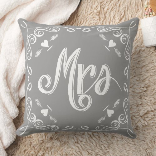 Chalkboard Mrs Brides Pillow Any Color