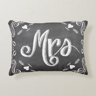 Chalkboard Mrs Sweetheart 2nd Wedding Anniversary Decorative Pillow