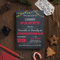 Chalkboard Multi Lights Red Holiday Invitation