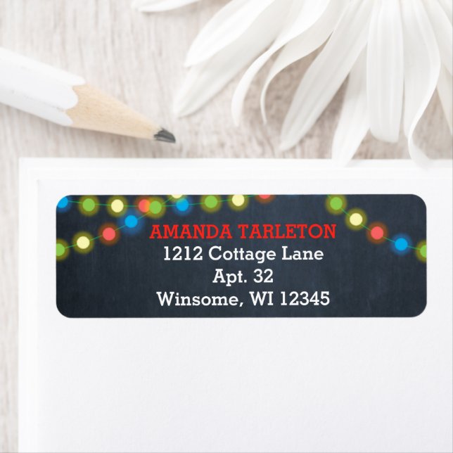 Chalkboard Multi Lights Red Personalized Label (Insitu)