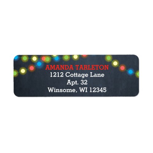 Chalkboard Multi Lights Red Personalized Label