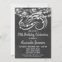 Chalkboard Music Birthday Party Invitation Adult