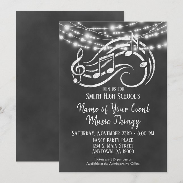 Chalkboard Music Concert Recital Invitation | Zazzle