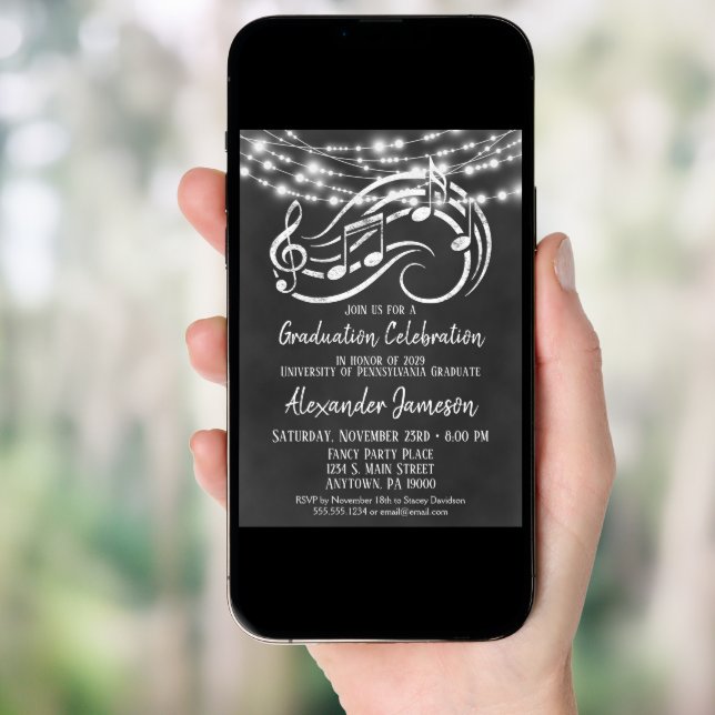 Chalkboard Music Graduation Party Invitation (Front Digital)