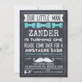Chalkboard Mustache 1st Birthday Invitation (Front)