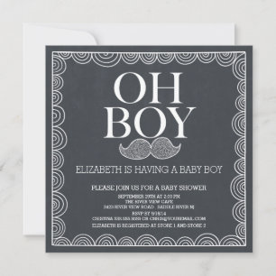 Chalkboard Mustache Baby Shower Invitatation Invitation
