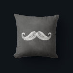 Chalkboard Mustache Outdoor Pillow<br><div class="desc">This is a cute outdoor cushion for the newlyweds, on an illustrated chalkboard background. The back of this chalkboard mustache pillow is decorated with a Mr., that can easily be changed to a name or deleted. The coordinating Mrs. pillow with lips is also available, making them perfect for an outdoor...</div>