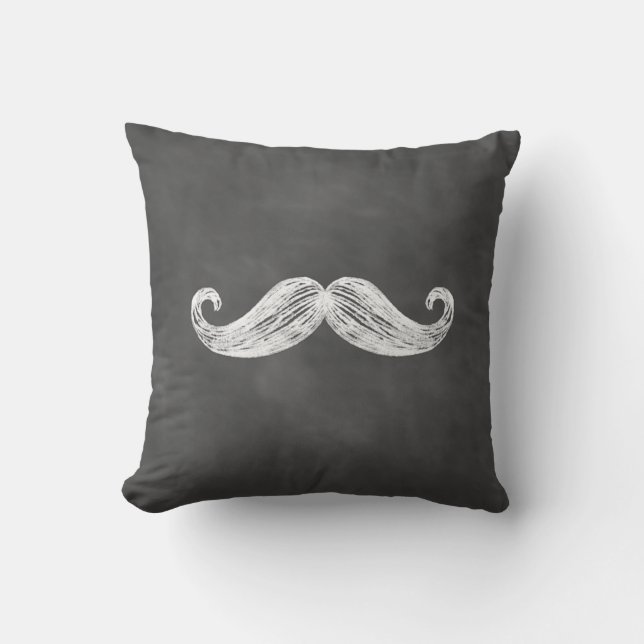 Chalkboard Mustache Outdoor Pillow (Front)