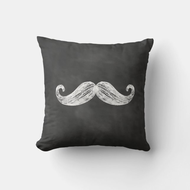 Chalkboard Mustache Pillow (Front)