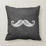 Chalkboard Mustache Pillow<br><div class="desc">Cute cushion for the newlywed, on an illustrated chalkboard background. The back of this chalkboard mustache pillow is decorated with a Mr., that can easily be changed to a name or deleted. Just contact us at prettyfancyinvites@gmail.com if you need help with that. Complementary Mrs. Pillow also available with lips.</div>