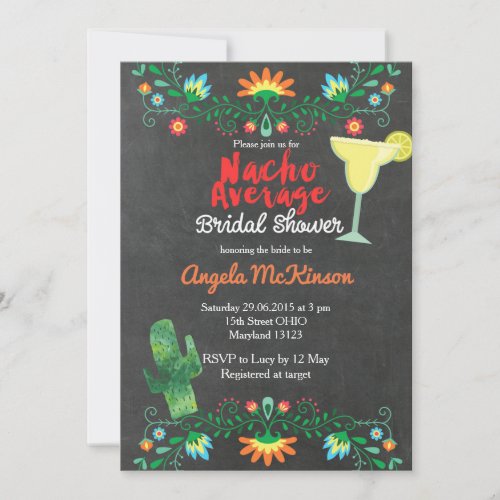Chalkboard Nacho Average Bridal Shower Invitation