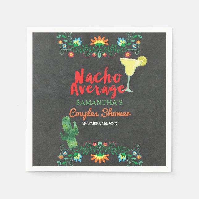 Chalkboard Nacho Average Couple Shower Floral Napkins (Front)