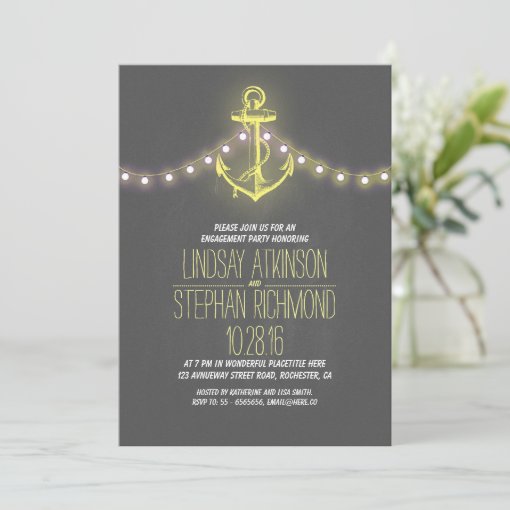 chalkboard nautical engagement party invitation Zazzle