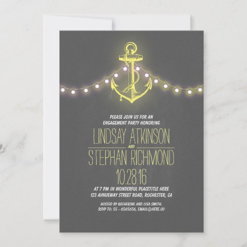 chalkboard nautical engagement party invitation