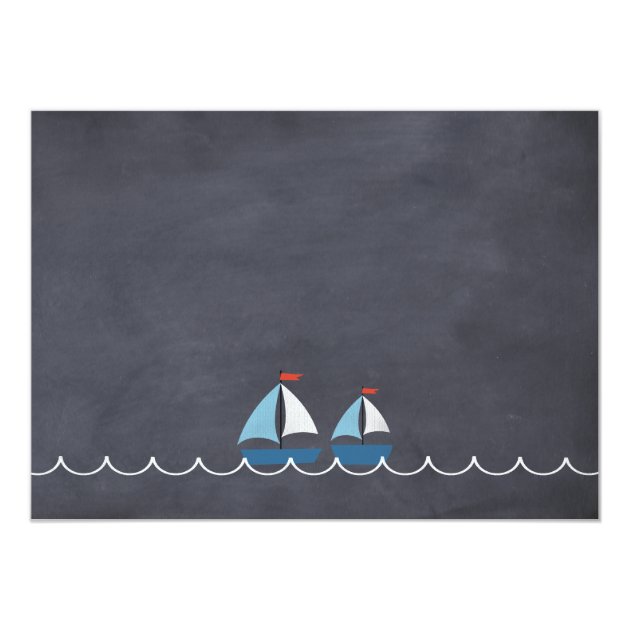 Chalkboard Nautical Sail Boats Birthday Invitation