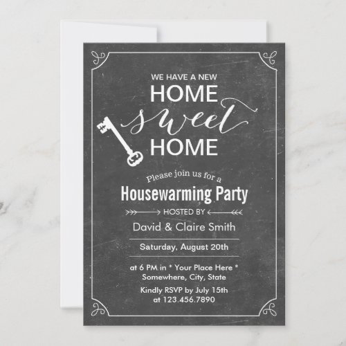 Chalkboard New Home Sweet Home Housewarming Party Invitation